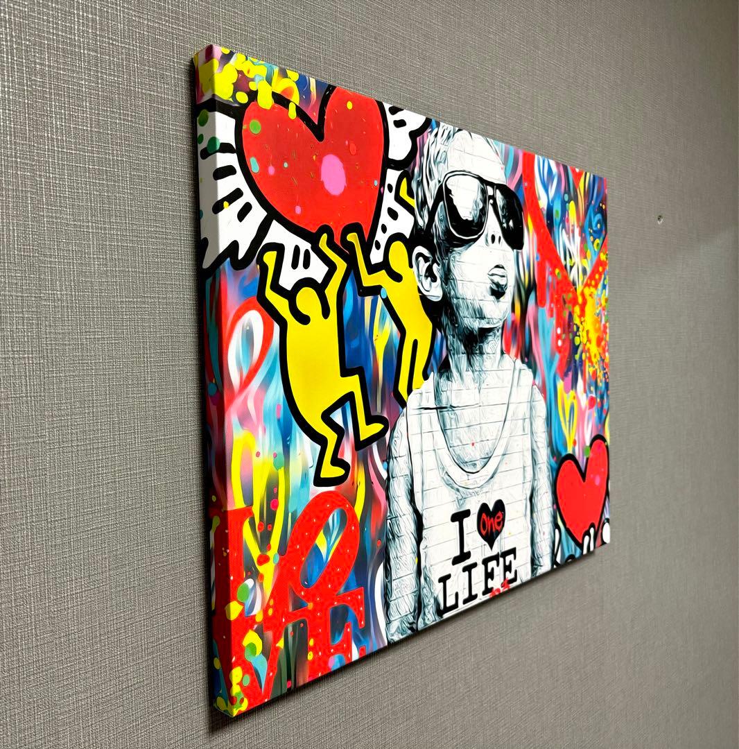 No.197木枠付きキャンバスアート　バスキア　BANKSY アートポスター
