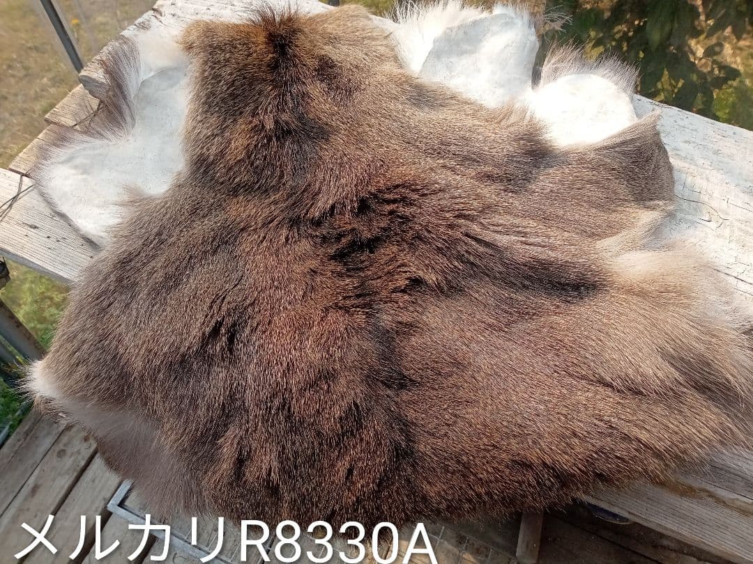 天然日本鹿の冬毛皮　ラグ