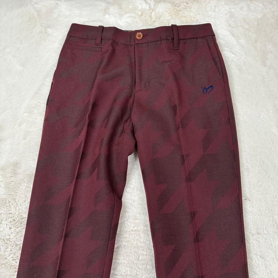 美品✨マスターバニーエディション シャドー柄 ウール ゴルフパンツ ボルドー 0