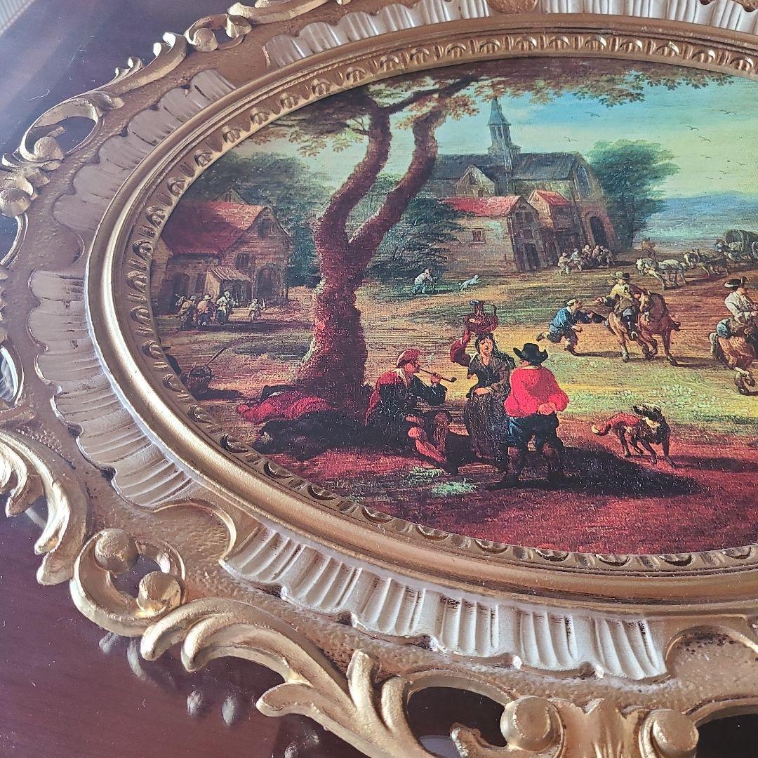ヴィンテージイタリア製絵画　レプリカ　ロココ調 ゴールド額　新品未使用
