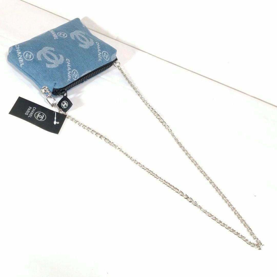 CHANEL デニム ポーチ ショルダー シルバー チェーン シャネル