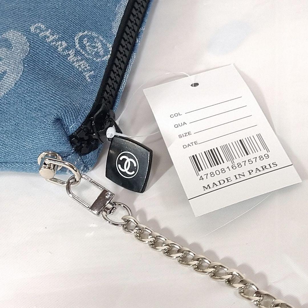 CHANEL デニム ポーチ ショルダー シルバー チェーン シャネル
