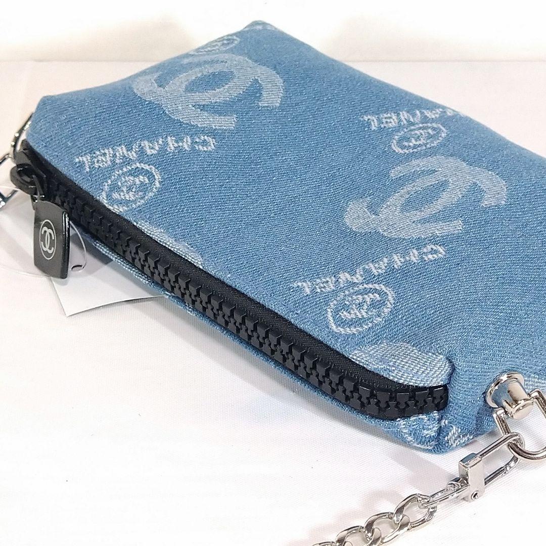 CHANEL デニム ポーチ ショルダー シルバー チェーン シャネル