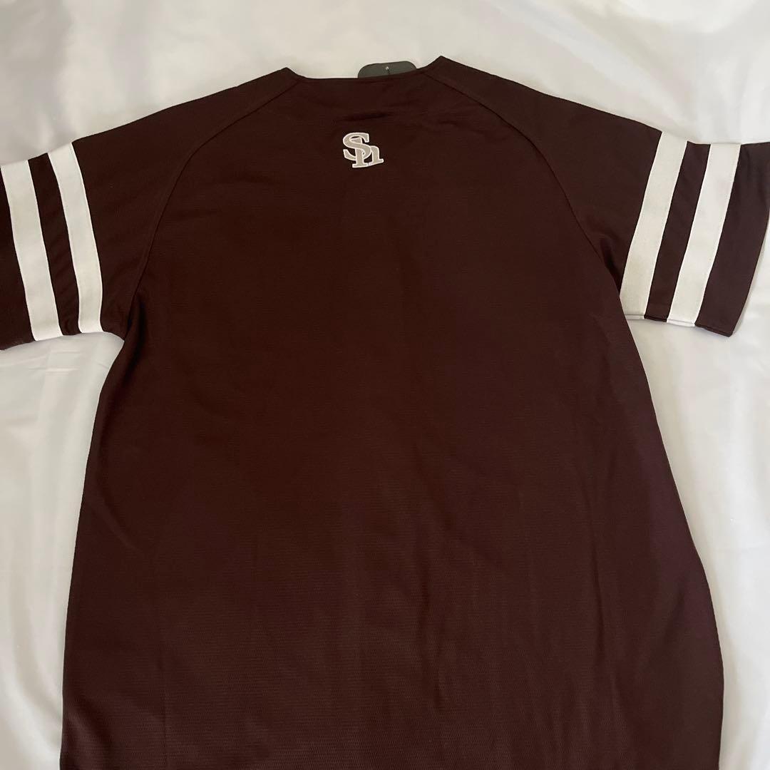 ★新品 ホークス ベースボールシャツ M ［カラーブラウン］