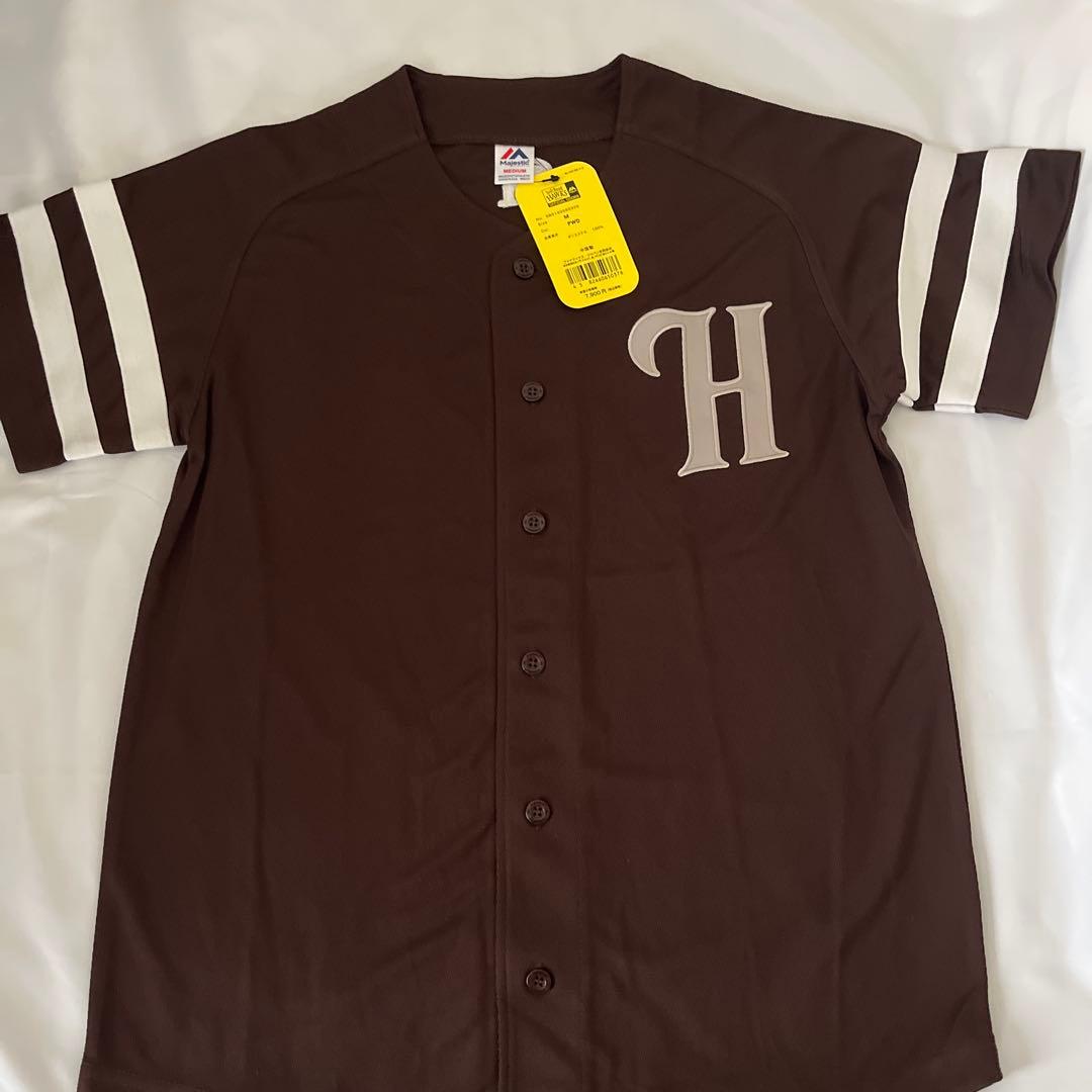★新品 ホークス ベースボールシャツ M ［カラーブラウン］