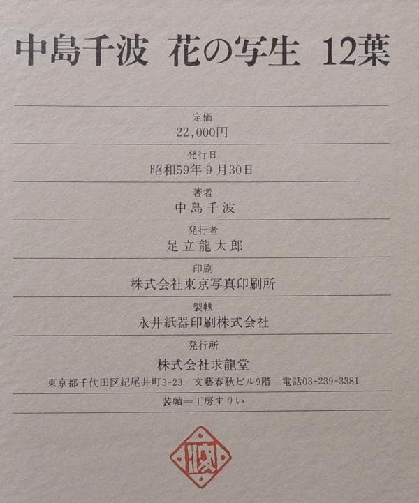 複製画 ★ 中島千波 花の写生12葉 ★ 求龍堂