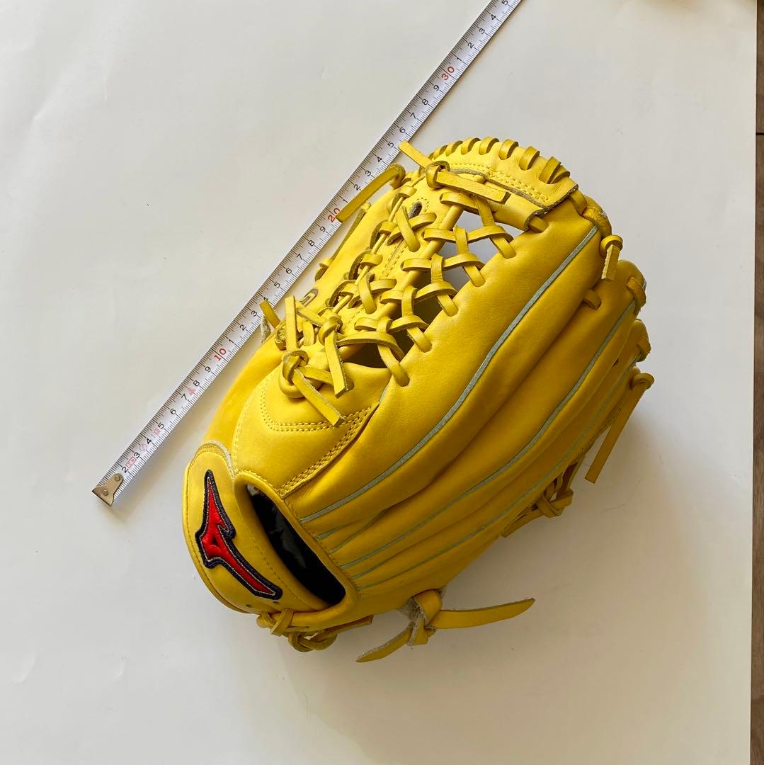 ミズノ グローブ 少年野球 軟式用 左利き 天然皮革イエロー
