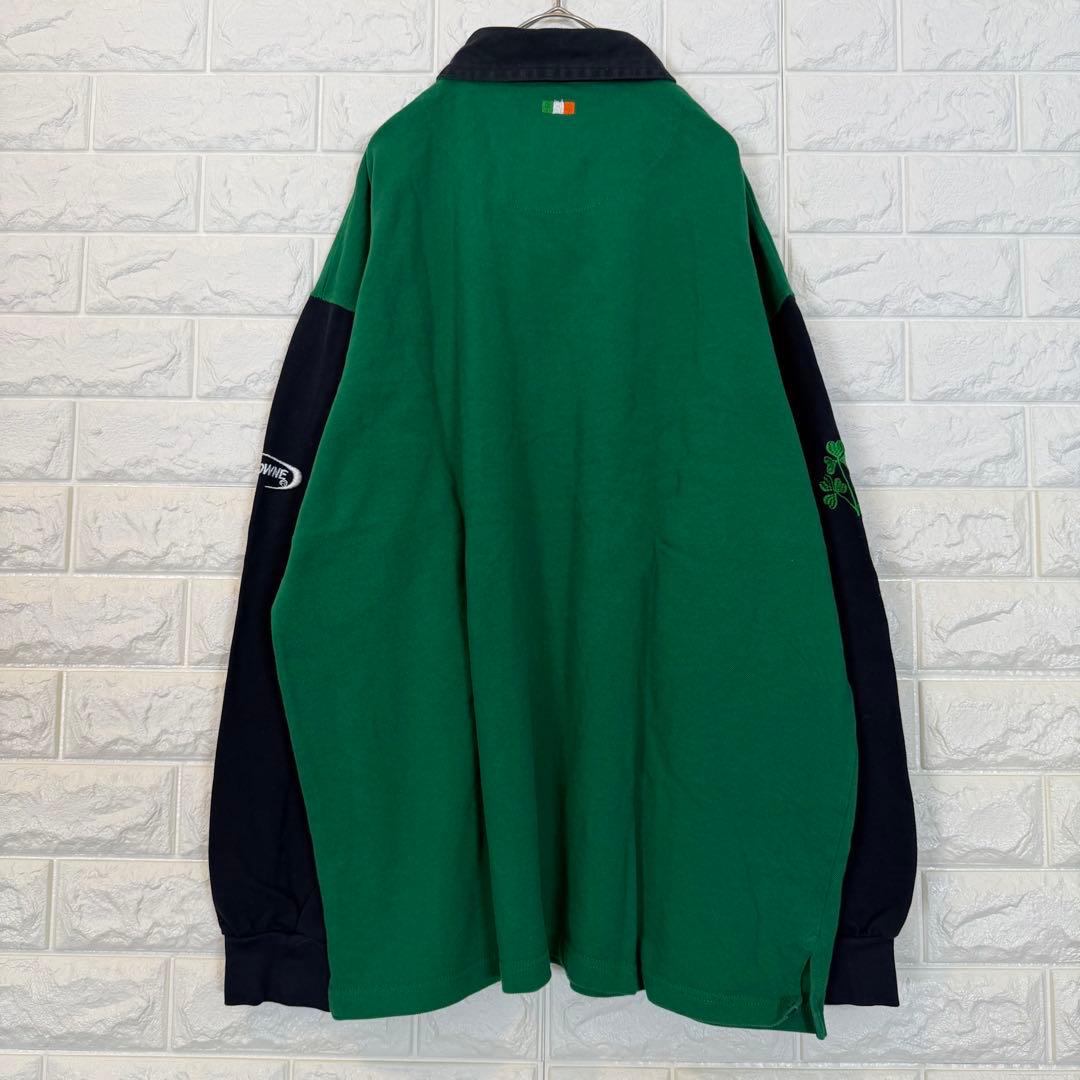 y217【LANSDOWNE】刺繍ロゴラガーシャツ【メンズ2XL】グリーン