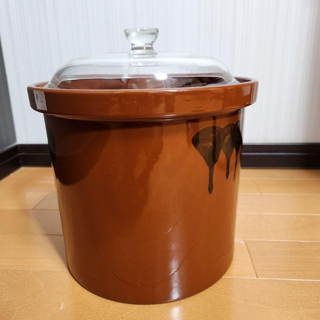 【超美品♪希少品】久松窯 ３号 切立 ガラス蓋 重し付　寸胴型 漬物容器