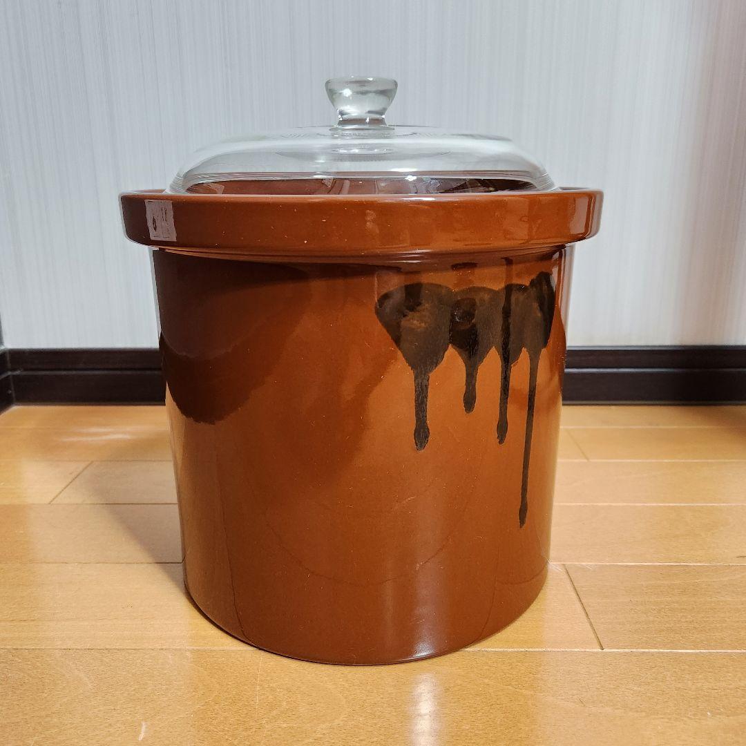 【超美品♪希少品】久松窯 ３号 切立 ガラス蓋 重し付　寸胴型 漬物容器
