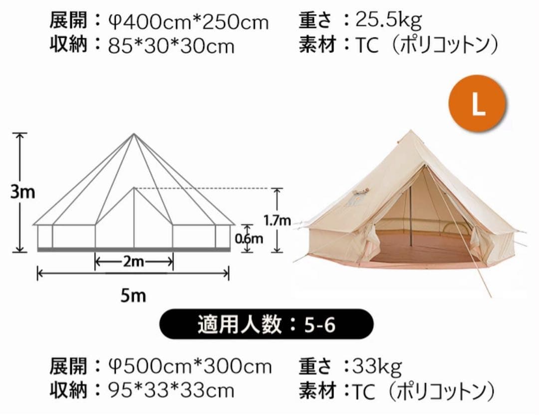 トモウント　ベルテント　5メートル　ポール　フロアシート分
