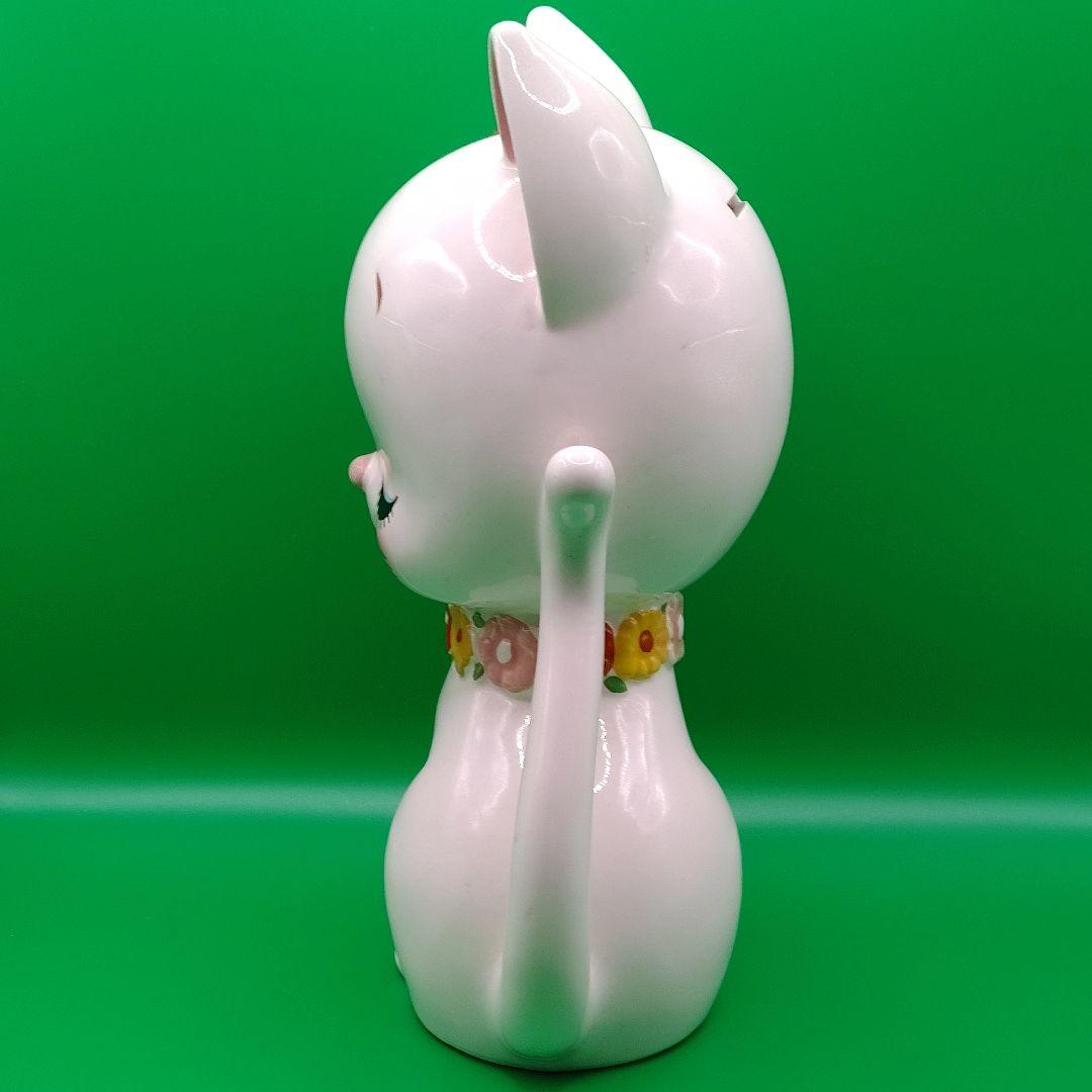【美品】内藤ルネ　白猫陶器貯金箱　約25センチ　RUNE
