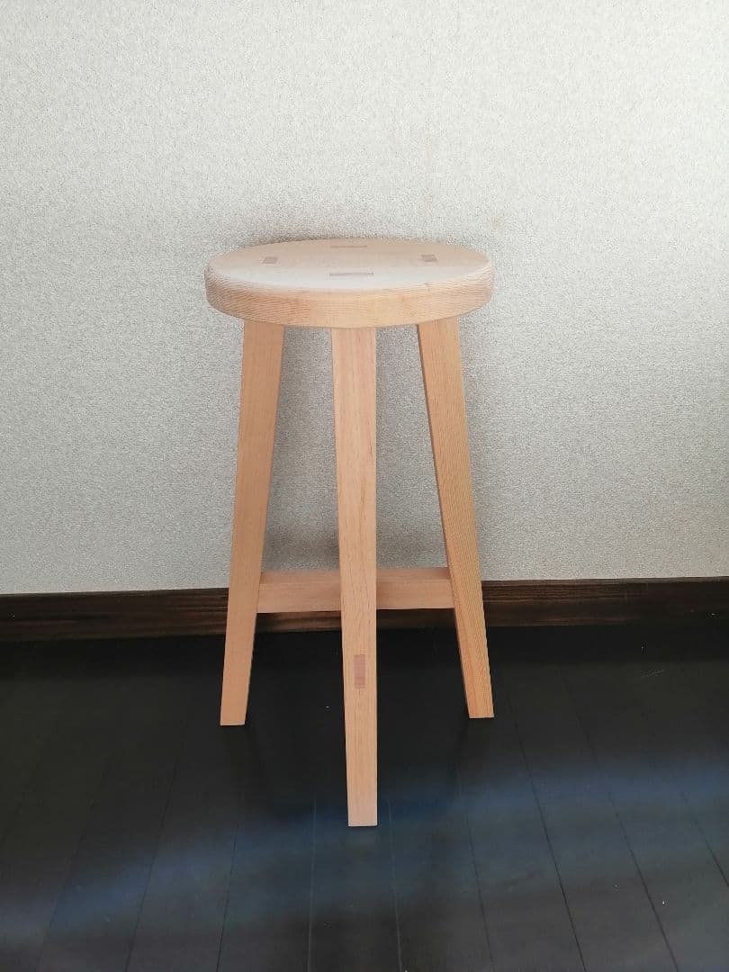 【ほぞ組】木製スツール　高さ65cm　丸椅子　stool　花瓶台