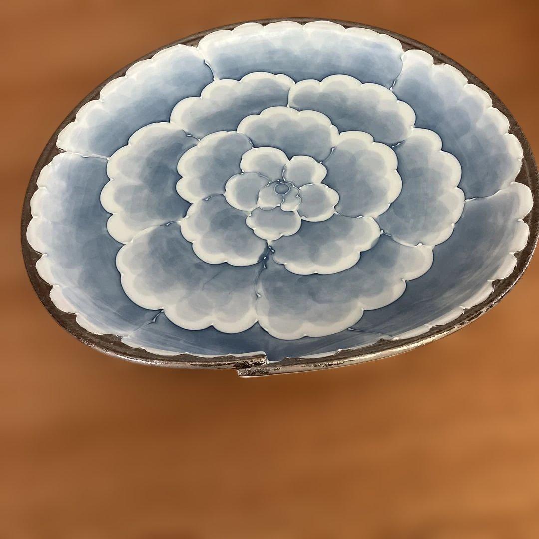 【美品】有田焼　文山窯　プラチナ牡丹　大皿　箱無し