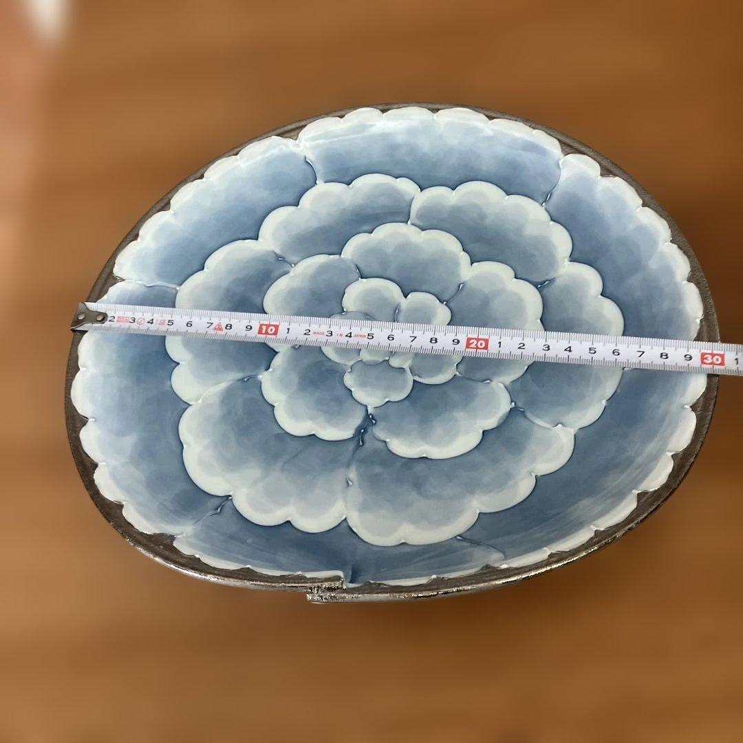【美品】有田焼　文山窯　プラチナ牡丹　大皿　箱無し