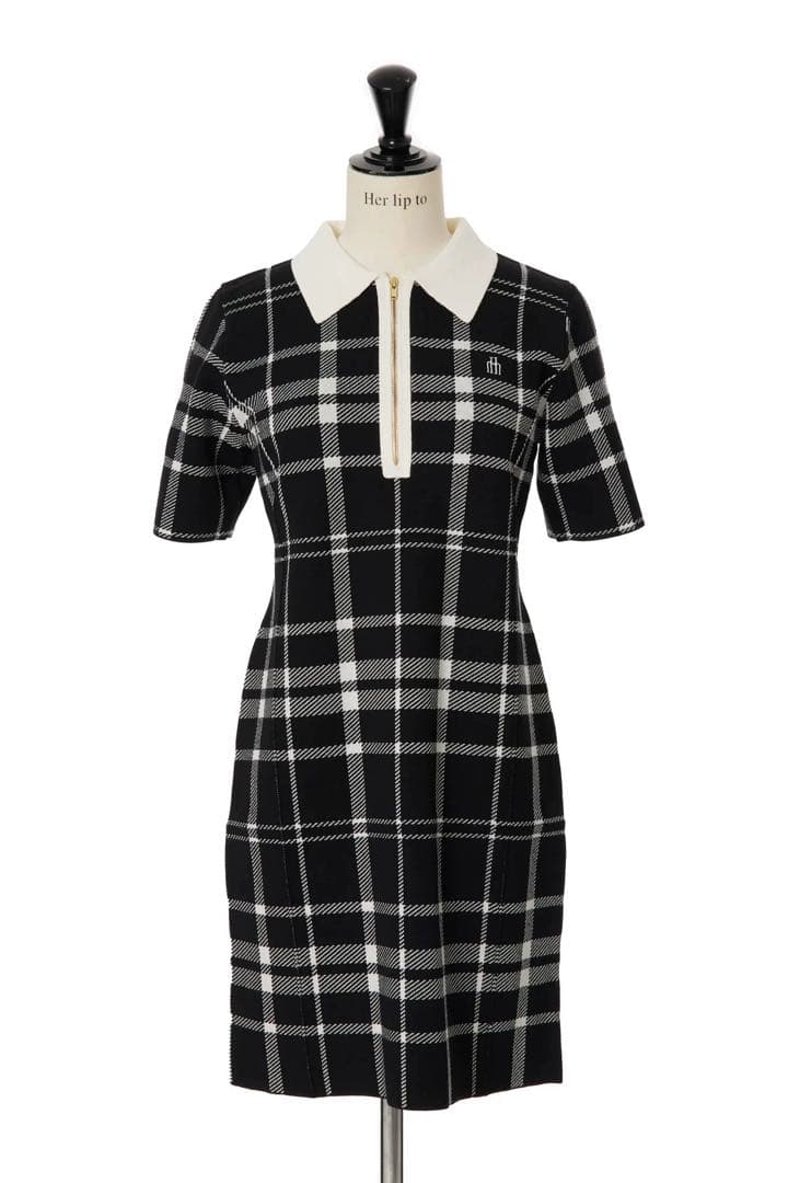 レディースウェア herlipto Trois Logo Knit Mini Dress