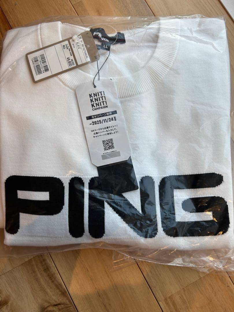 PING 10カラー クルーネックニット LLサイズ ホワイト
