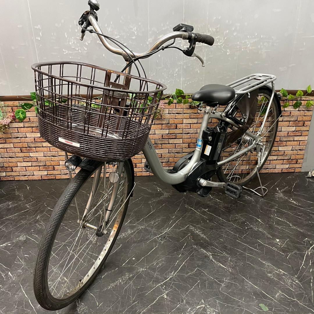 【44】電動自転車 YAMAHA With シルバー 26インチ