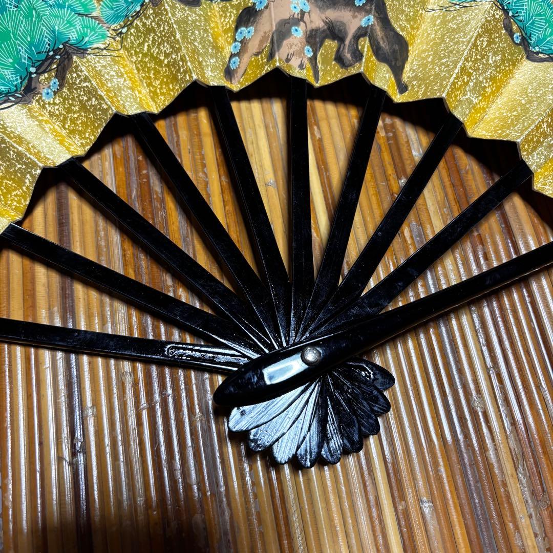 舞扇子 金色 牡丹の花　3点