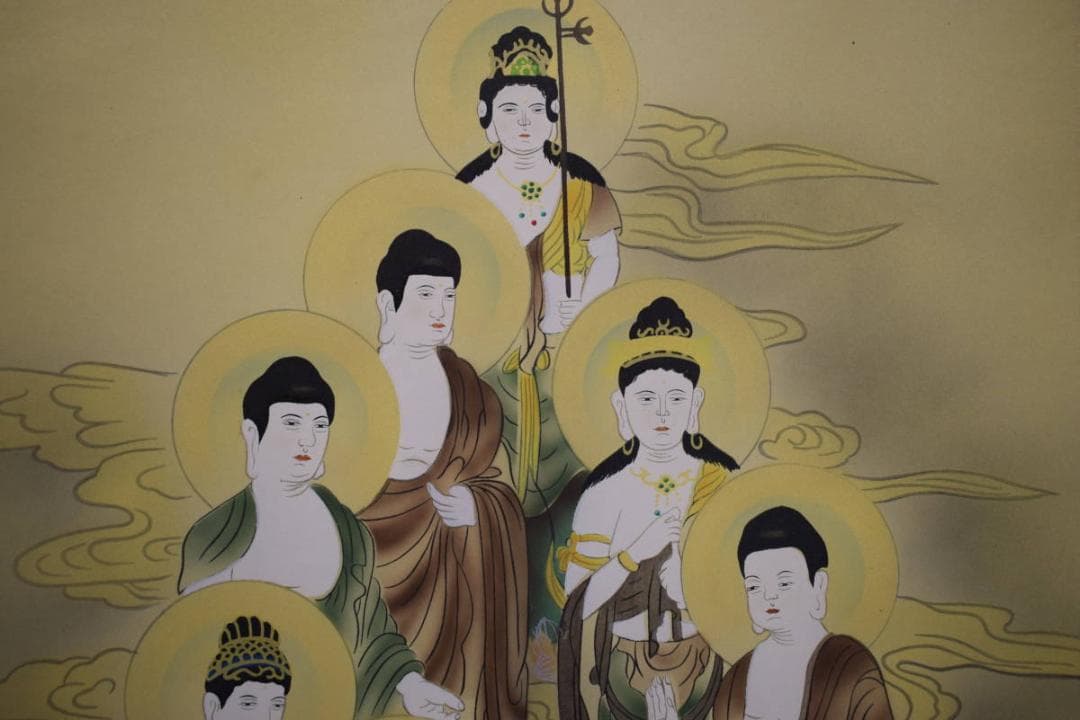真作/白浄/十三佛図/桐共箱付/布袋屋掛軸HH-896