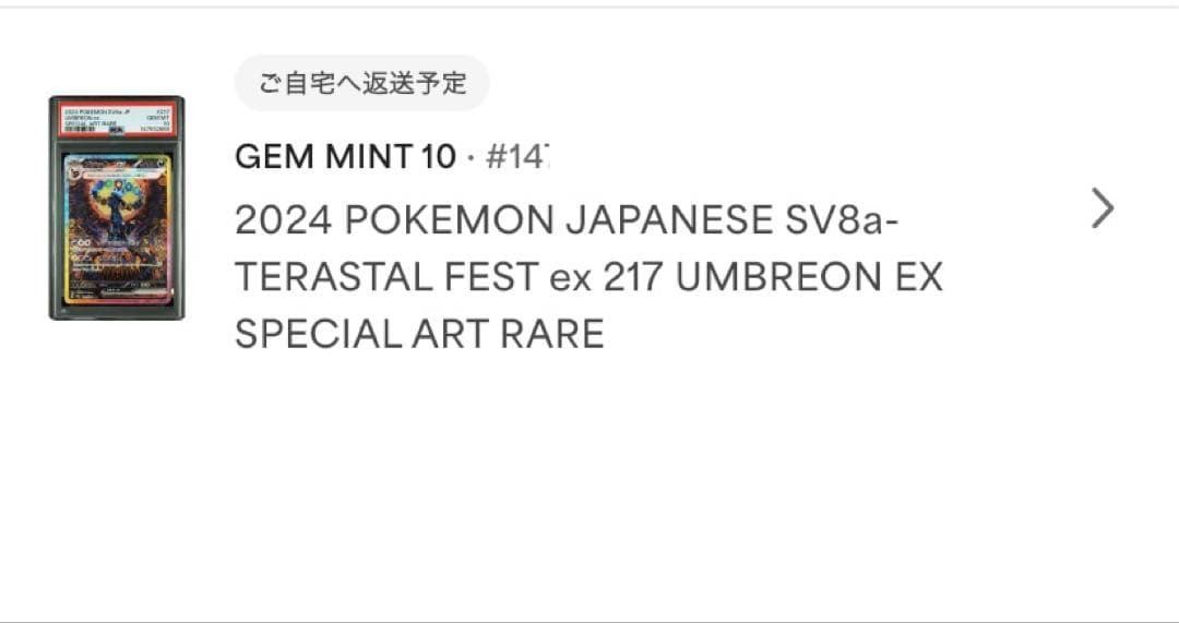 ワンオーナー　自引き　PSA10 ブラッキーex SAR テラスタルフェスex