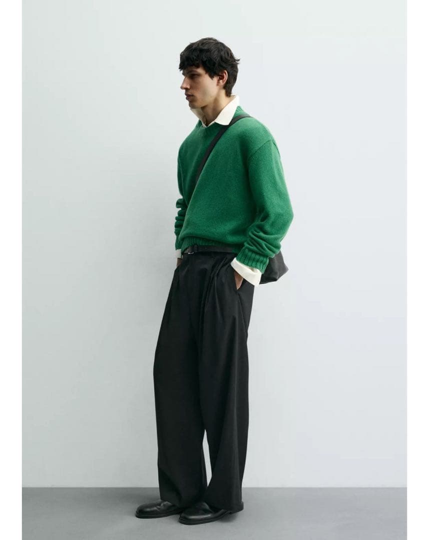 【今期‼️新品未使用品‼️】ZARA　ウール100%セーター　\" XL/グリーン\"