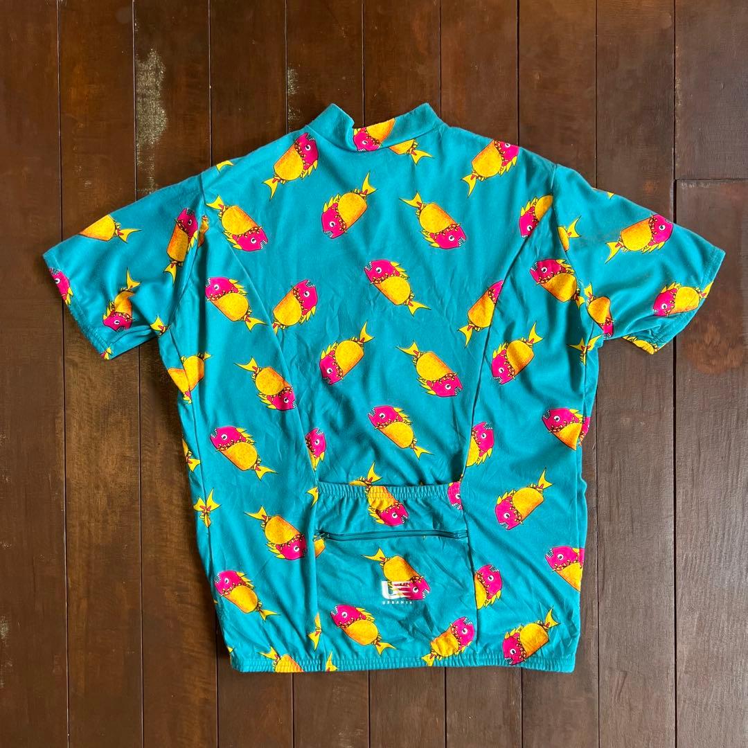 レア！【URBANEK アーバネック】サイクルジャージ 魚総柄 ターコイズブルー