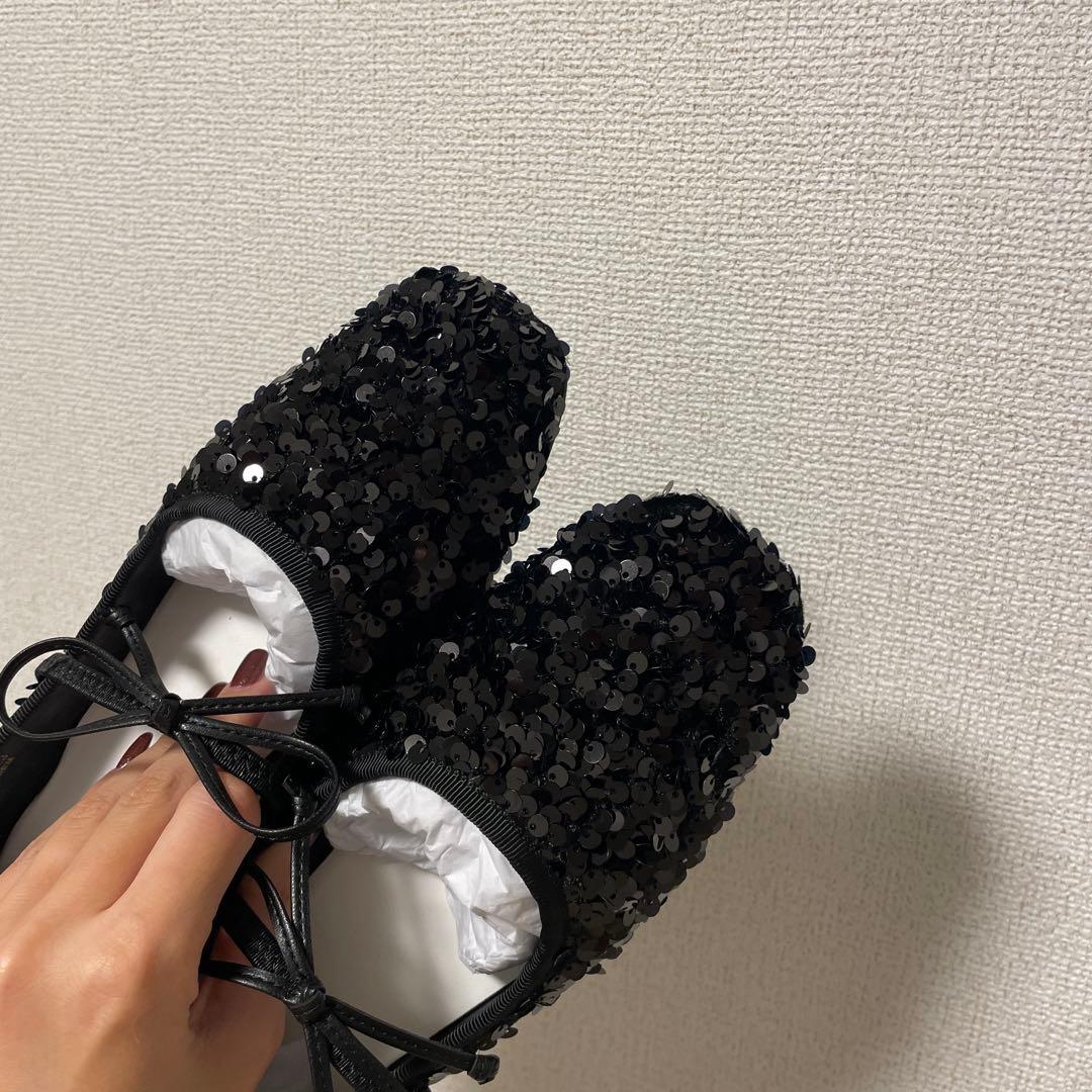 <SY>ユナイテッドアローズ　スパンコールバレエ シューズ　ブラック