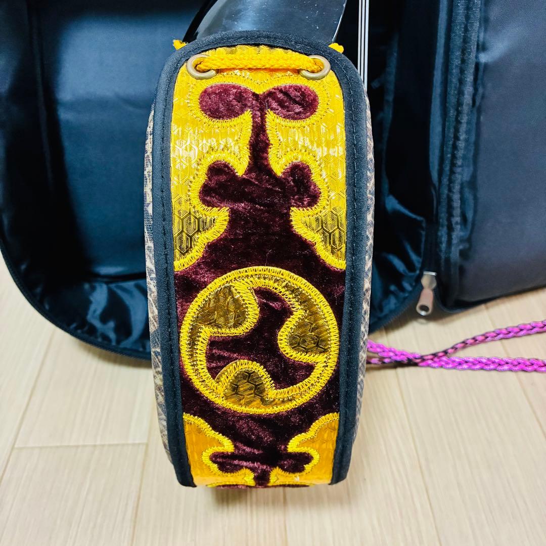 【美品】沖縄三線 入門用 初心者向け 人工皮 合皮 三味線 琉球和楽器