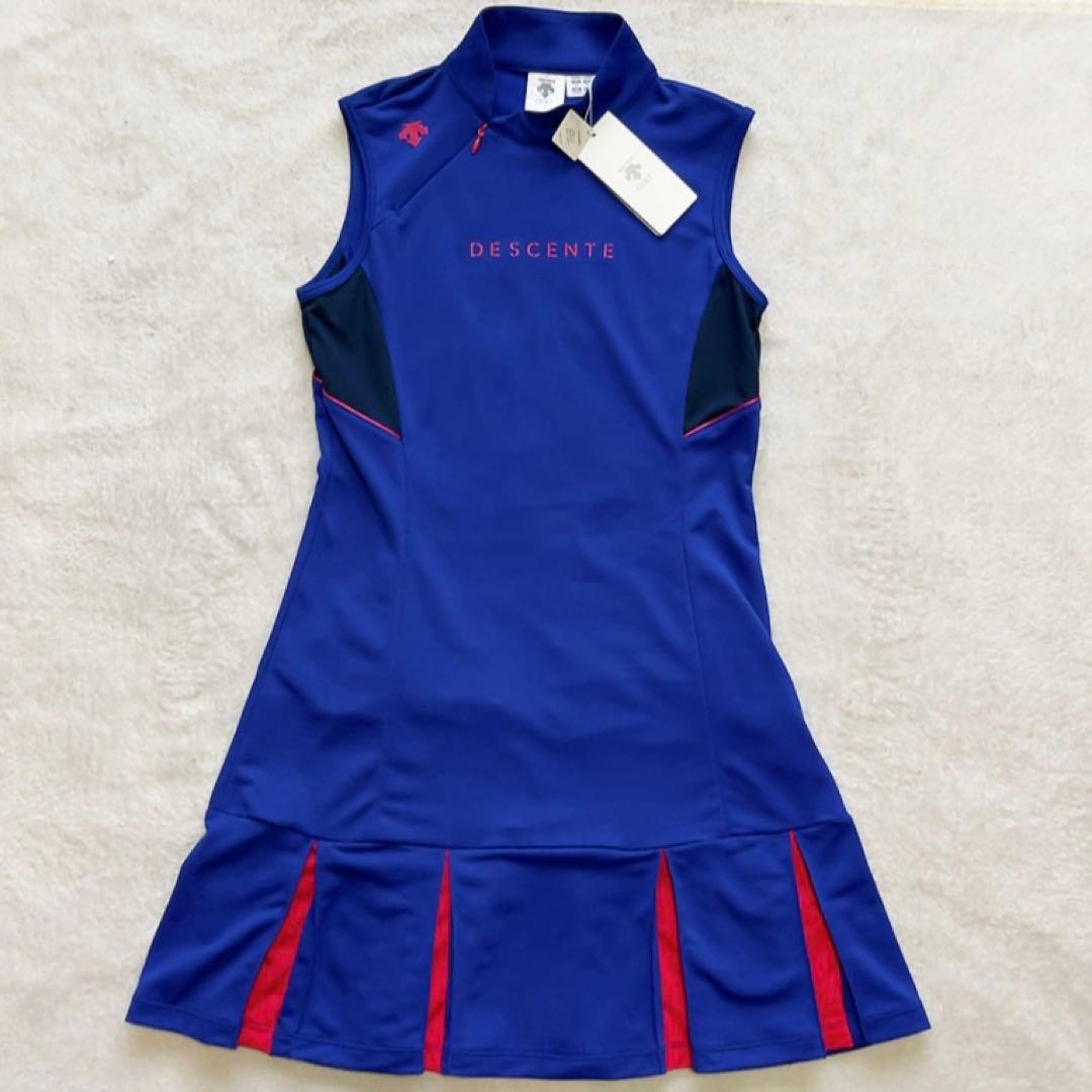 新品　近年モデル　デサントゴルフ 　ワンピース　プリーツ　ブルー
