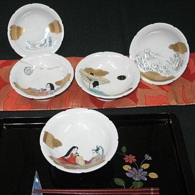 ☆彡逸品物器シリーズ☆　和食器　九谷焼　高台皿　手描き源氏物語