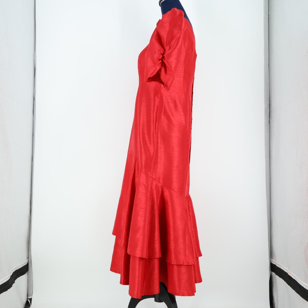 【美品 日本製 フラダンス衣装】レッド Paondor ワンピース ドレス 赤