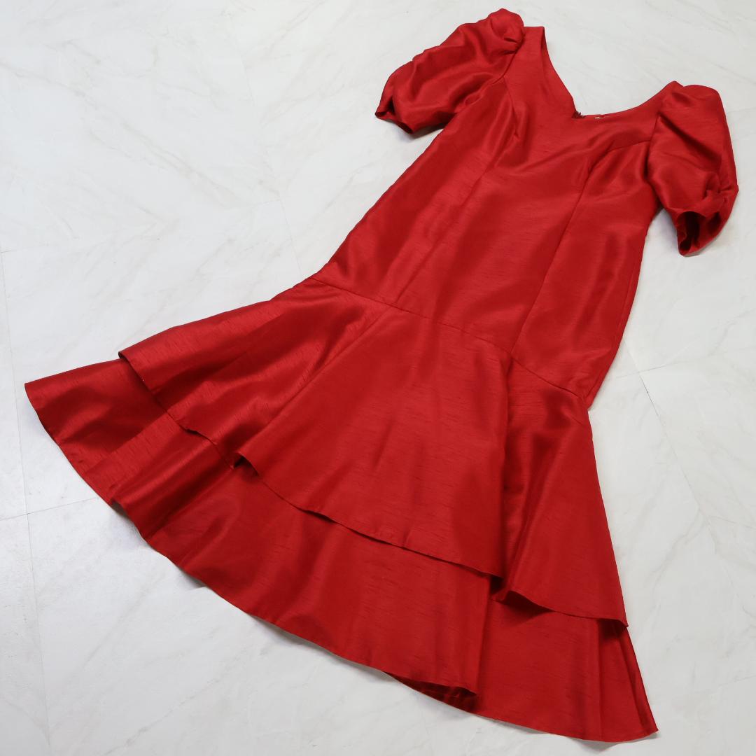 【美品 日本製 フラダンス衣装】レッド Paondor ワンピース ドレス 赤