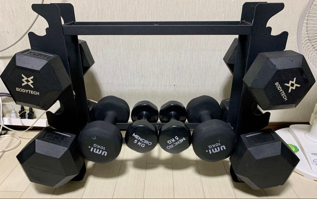 埼玉！引取限定！ ダンベル&ラックセット 5kg 10kg 15kg 20kg