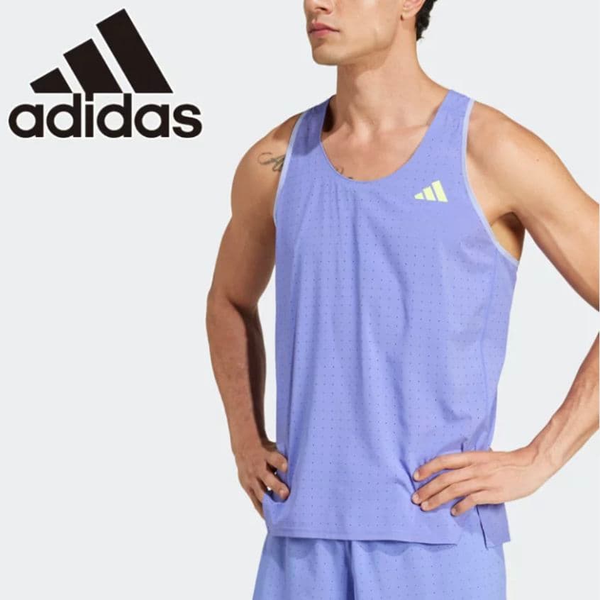 ■新品 adidas ADIZERO シングレット 紫M タンクトップ■