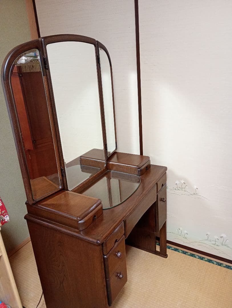 【中古品】木製ドレッサー・鏡台 　椅子同時購入必須