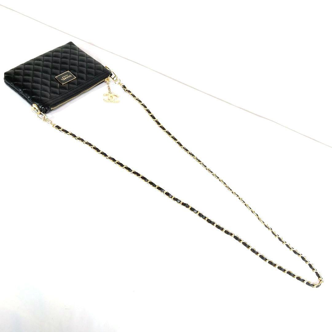 CHANEL マトラッセ ポーチ ショルダー 斜め掛け 黒 ゴールド チェーン