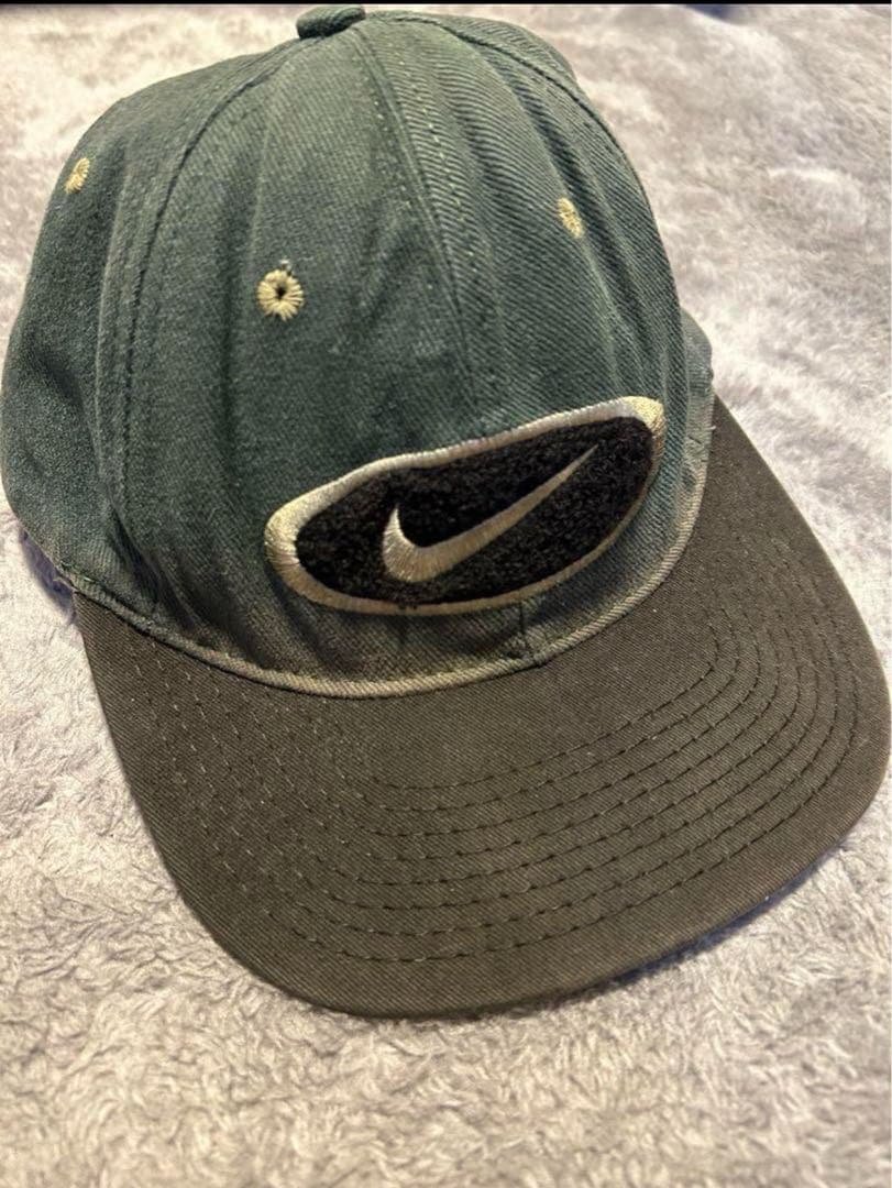 NIKE 90s USA製 ロゴ刺繍 フェードBBキャップ グリーン