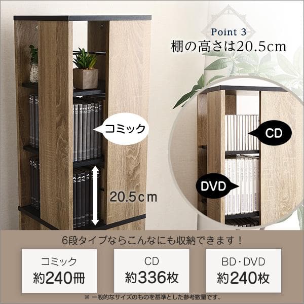 回転ブックラック6段　ヴィンテージタイプ　本棚
