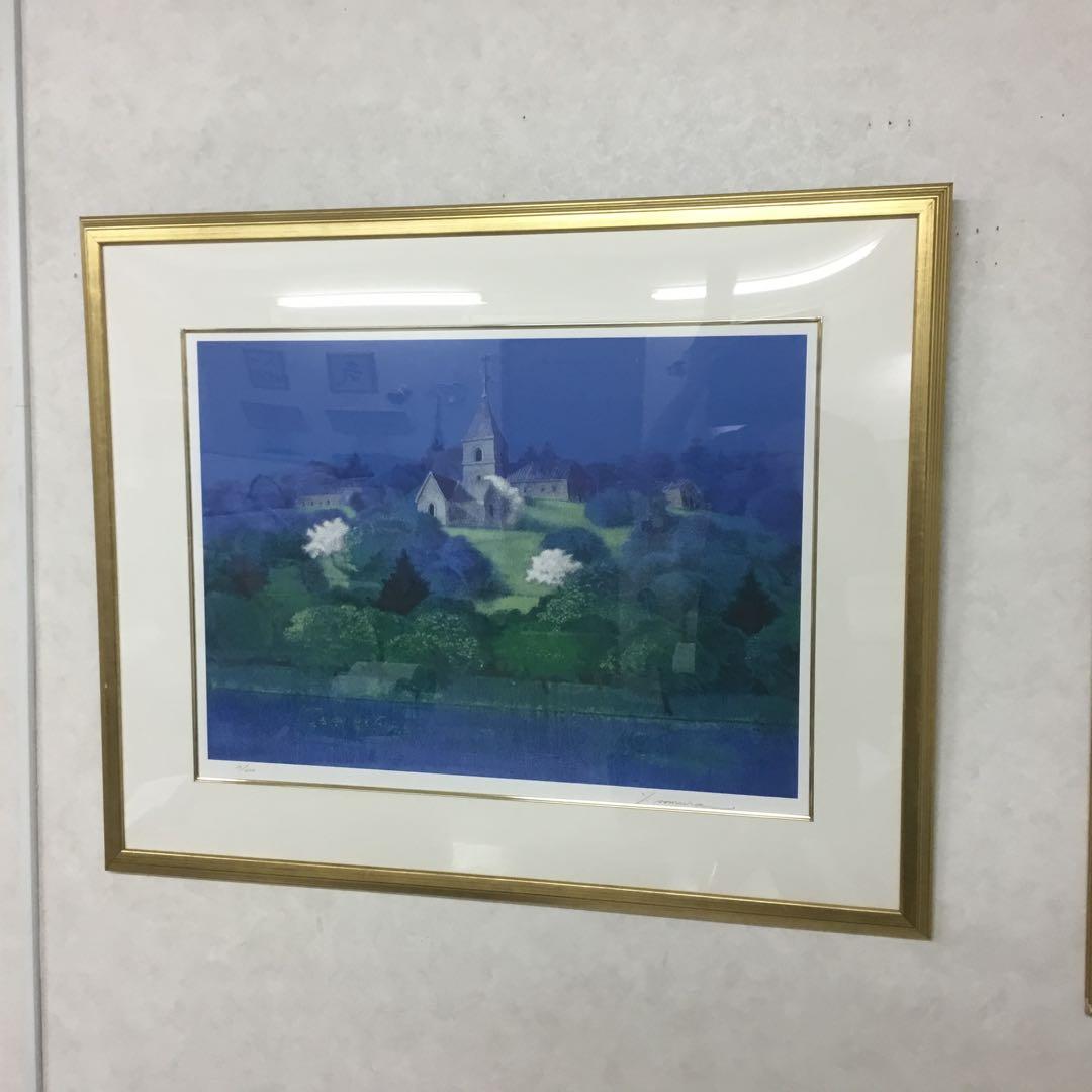 野村義照先生の版画です　風景画 青系