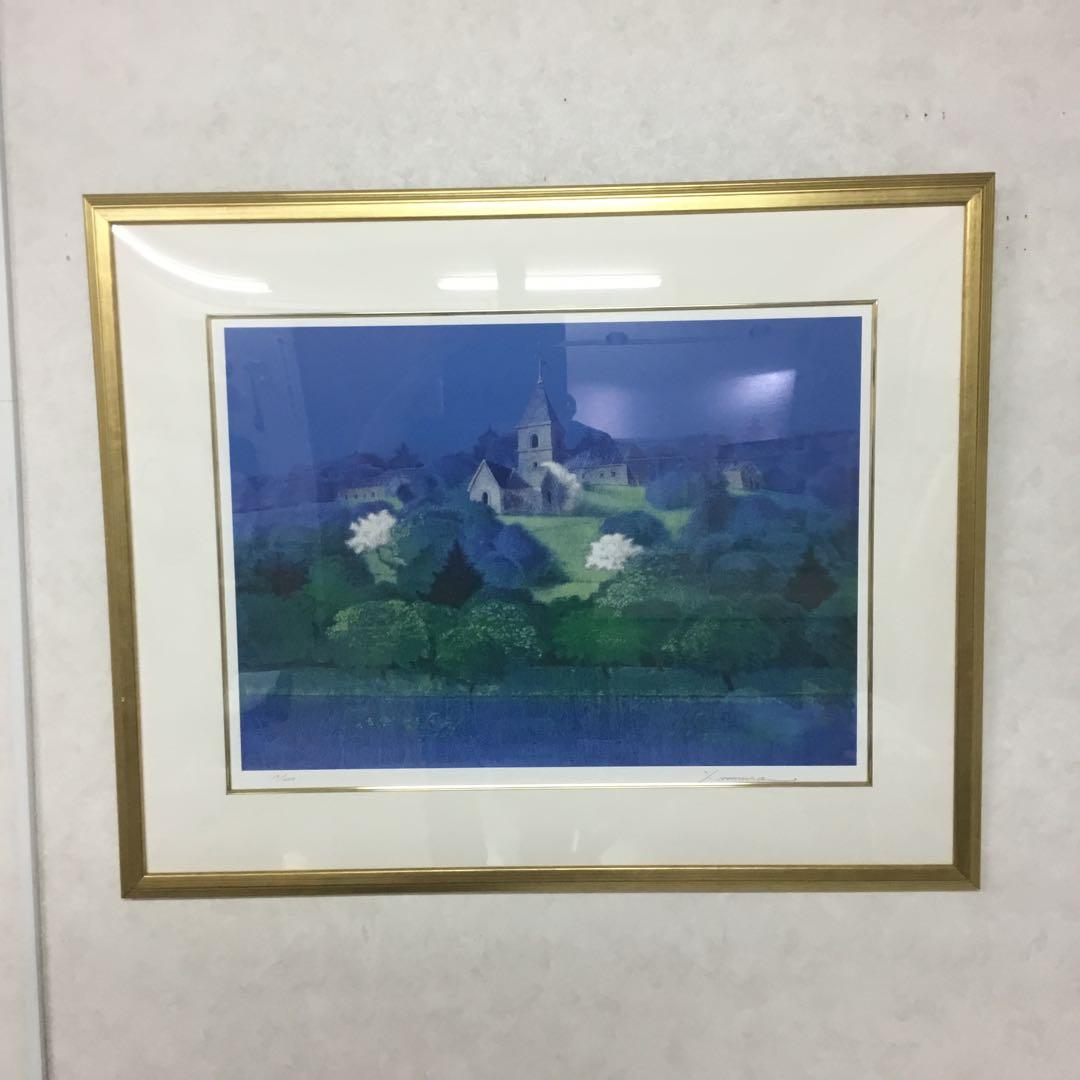 野村義照先生の版画です　風景画 青系
