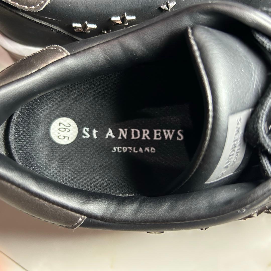 St ANDREWS スタースタッズ レザースニーカー ブラック 26.5cm