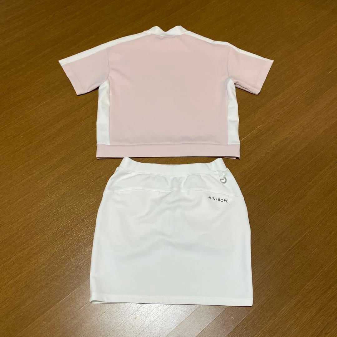 ジュンアンドロペ　ゴルフ　セットアップ　ピンク　白　軽量ダンボール　Ｍ〜Ｌ　美品