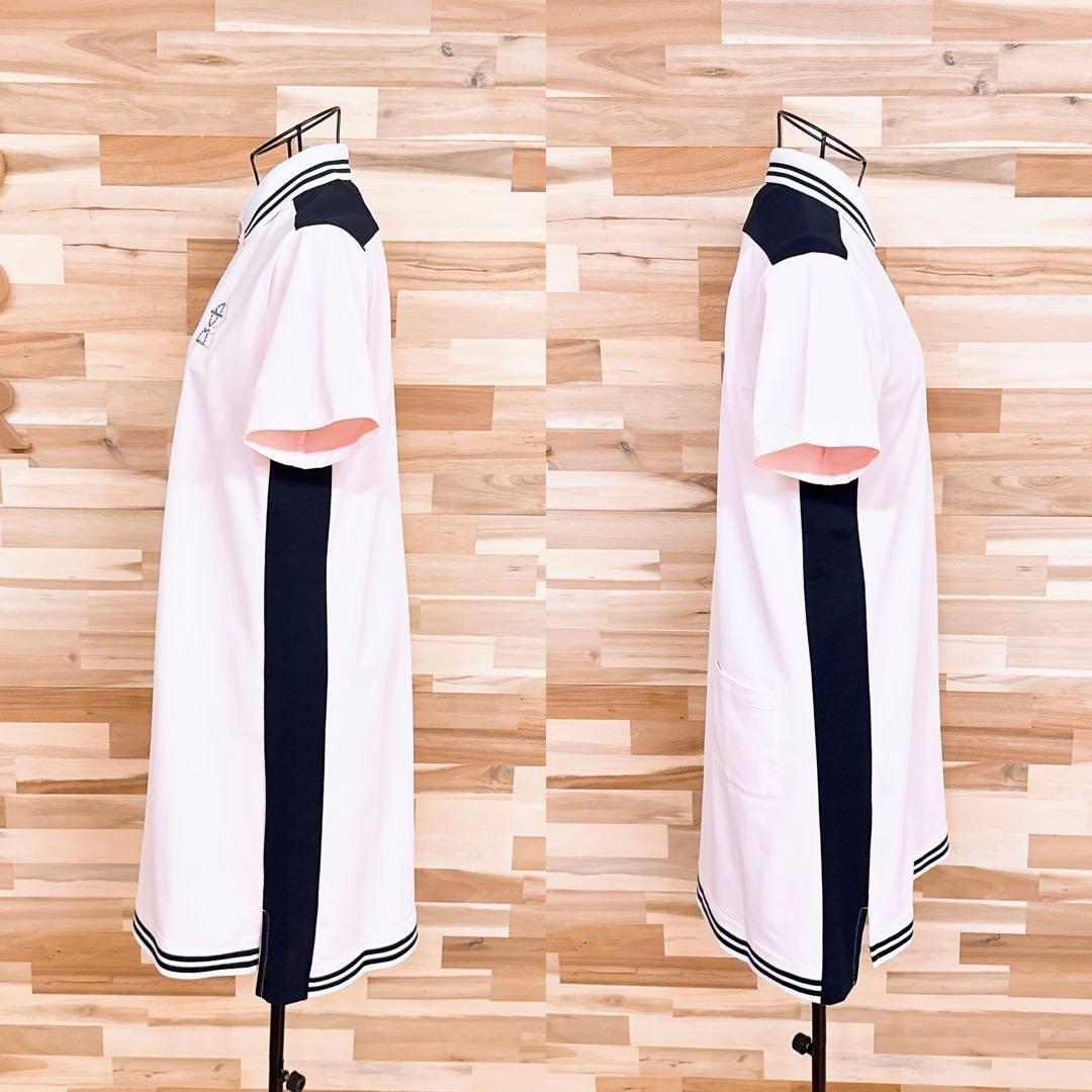 【ピッコーネ】ゴルフ ポロシャツ ワンピース ボーダー ストレッチ ピンク×黒