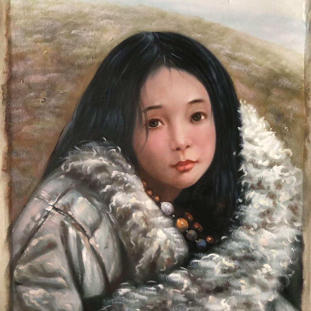 人物画 艾軒 油絵 手描き キャンバス 104×74cm