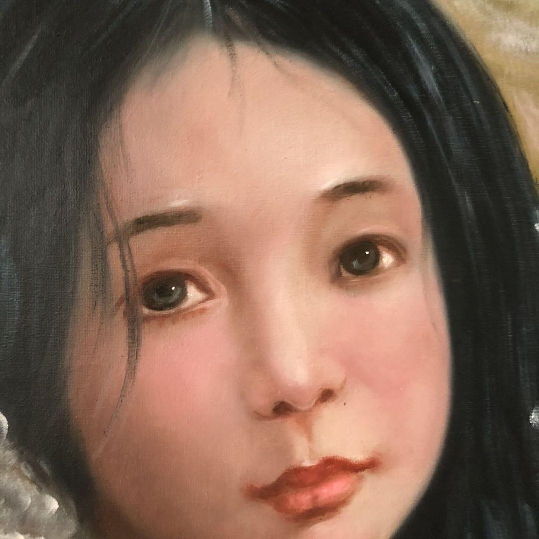 人物画 艾軒 油絵 手描き キャンバス 104×74cm