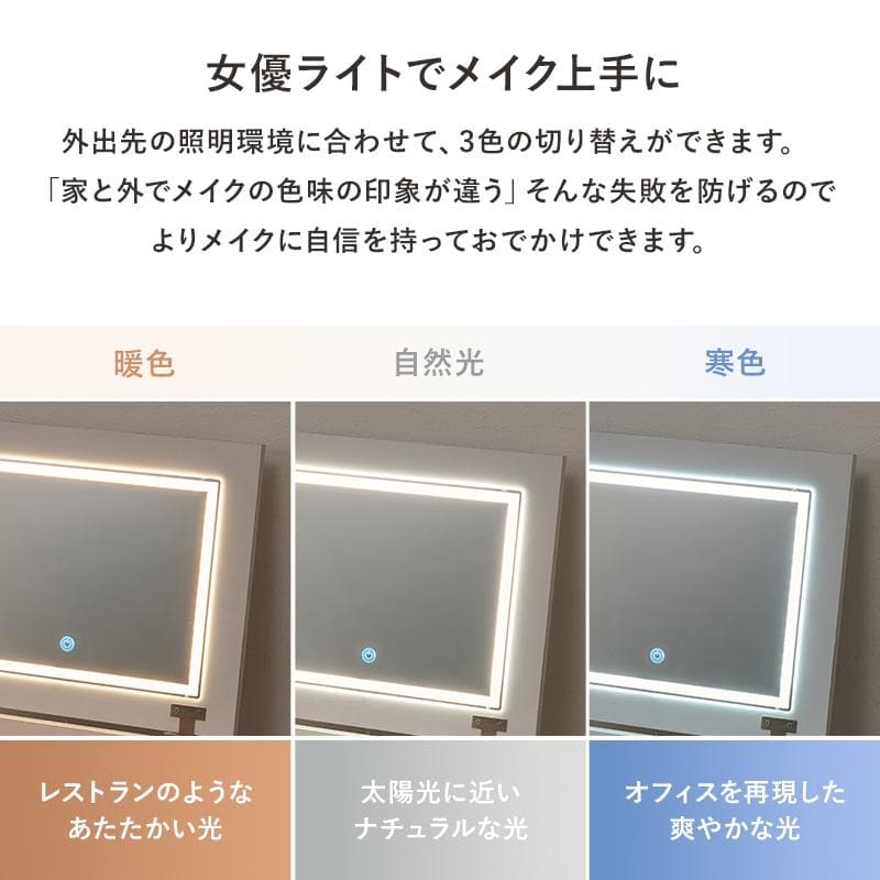 LEDライト付きデスクドレッサースツールセット [8062]