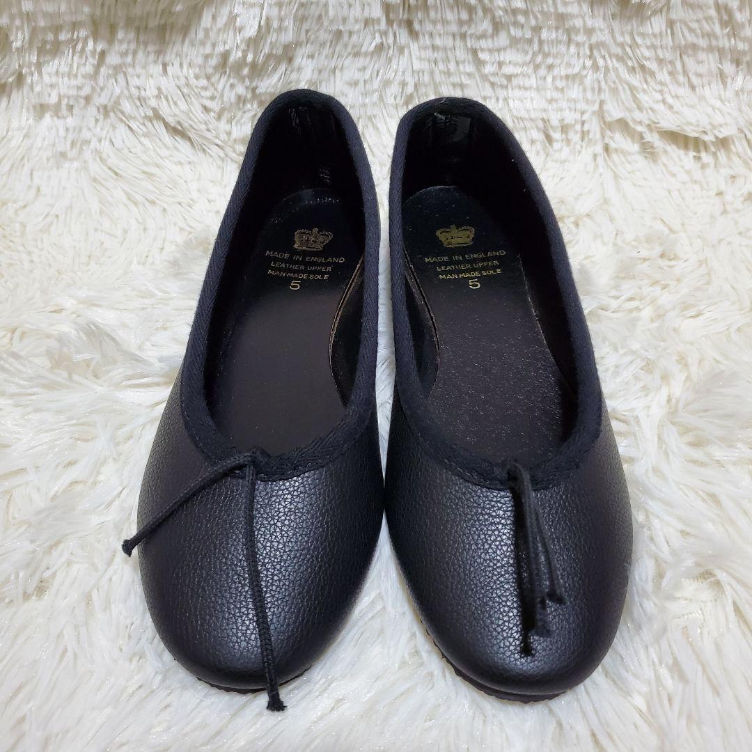 【極美品】CROWN　クラウン　バレエシューズ　リボン　レザー　黒　ジャズ