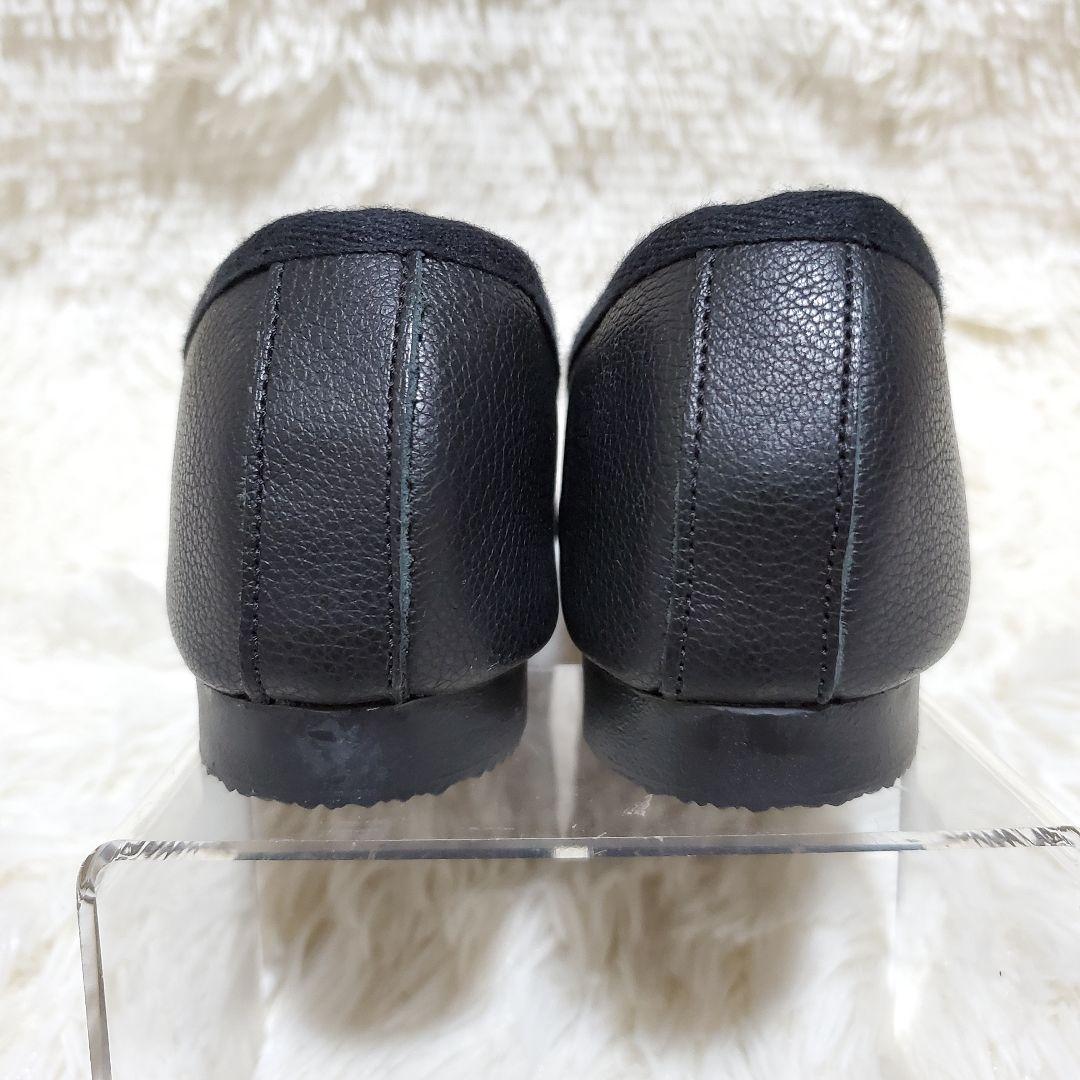 【極美品】CROWN　クラウン　バレエシューズ　リボン　レザー　黒　ジャズ