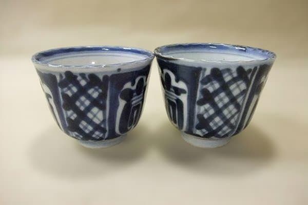 伊万里 染付 蕎麦ちょこ 10個 染付 時代物 骨董 共箱